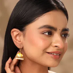 yellow chimes Meenakari for Women Combo of 3 pairs for Women & Girls Metal Jhumki Earring image 3