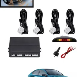 maties 4Pcs White Reverse Parking Sound Warning sensor for car Protection-271 Car Reverse Parking White 4 Sensor With LED Display/Buzzer -271 Parking Sensor-picture-40