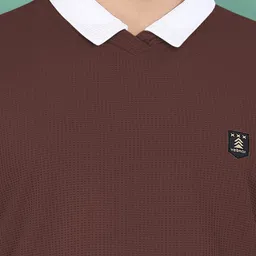 vebnor Men Solid Polo Neck Polyester Brown T-Shirt image 3