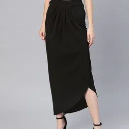 Women Solid Tulip Black Skirt-image-38