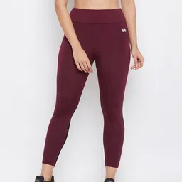 clovia Solid Women Maroon Tights-picture-28
