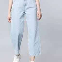 tokyo talkies Women Flared Mid Rise Light Blue Jeans-picture-27