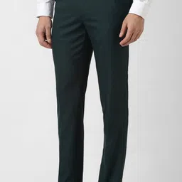 van heusen Men Slim Fit Green Polyester Trousers image 4