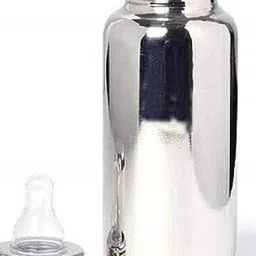 onisha STEEL BOTTLE WITH ANTI-COLIC TEAT |BABY FEEDING BOTTLE WITH EAZY-FLO NIPPLE- Silicone image 2