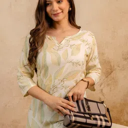 Mialo fashion Botanical Printed V-Neck Kurti image 2