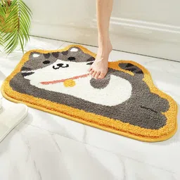 Homio Yellow & Grey Textured AntiSkid 2000 GSM Bath Rugs-picture-19