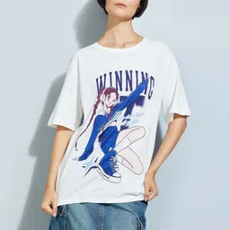 max Women Graphic Printed Round Neck Pure Cotton T-shirt-image-87