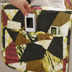 HOKIPO Red & Green Geometric Printed Waterproof 2 Seater Sofa Cover With Arms image 2