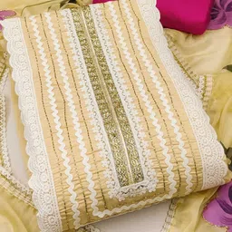 KALINI Embellished Pure Cotton Silk Handwork Dress Material With Dupatta image 4