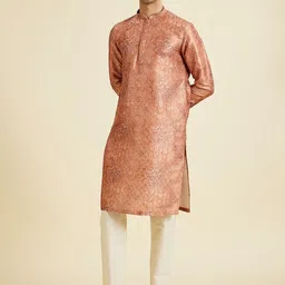 Manyavar Men Printed Mandarin Collar Regular Kurta with Pyjamas image 4