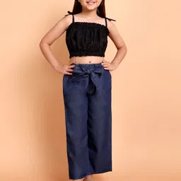 YK Girls Schiffli Shoulder Straps Pure Cotton Top With Palazzo-image-21