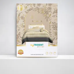 MYTRIDENT Cream-Coloured Striped 180 TC King Bedsheet with 2 Pillow Covers image 2