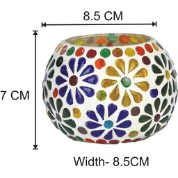 Somil Vibrant Multicolor Glass Candle Holder Add A Touch Of Magic To Diwali, Parties & Candlelight Dinners, Size-8.5 X 8.5 X 7 Cm Pack OF 5 image 4