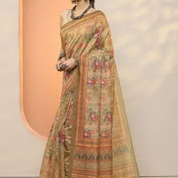 Libas Floral Zari Silk Blend Handloom Saree image 4