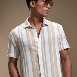 HIGHLANDER Cutaway Collar Striped Relaxed Fit Shirt-picture-38