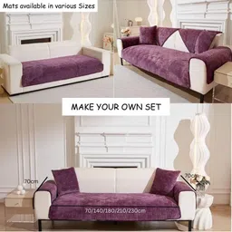 HOMETHREADS Purple & Purple Printed Sofa Cover image 2