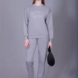 The Roadster Lifestyle Co Printed Round Neck Sweatshirt & Joggers Co-Ords-picture-22