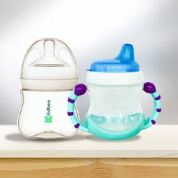 Kidbea 2Pcs Green & Transparent Natural Milk BPA-Free Feeding Bottle & Sipper Set-picture-20