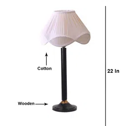 Devansh Off White Wooden Frustum Shaped Table Lamp image 5