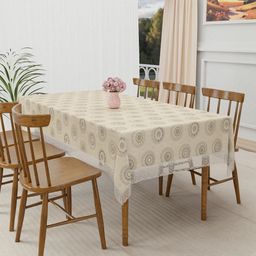 RUBOXA Cream-Coloured Floral Plastic 6-Seater Table Cover-picture-41