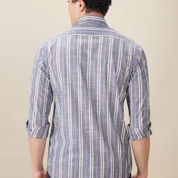 ColorPlus Men Vertical Striped Spread Collar Pure Cotton Casual Regular Fit Shirt image 3