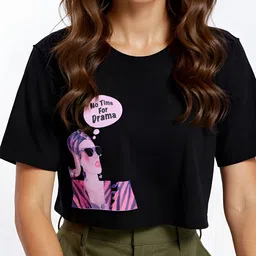 glitchez Graphic Printed Boxy Crop T-shirt image 4