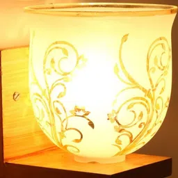 SOMIL Gold-Toned & White Printed Cylinder Shaped Glass Wall Lamp-picture-49