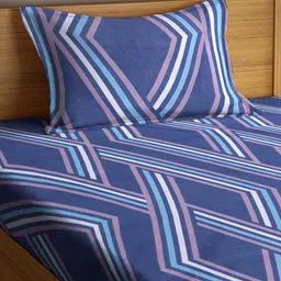 Myntra Elegant Homes Blue & Pink Abstract 300 TC Single Bedsheet Set-2.2 mX1.5 m image 4