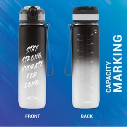 Milton White & Black 2 Pieces Motivational Sipper Water Bottle 1 L Each image 5