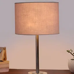Aura Grey Metal Cylindrical Shaped Table Lamp image 3