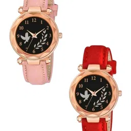Miss Perfect Women Set of 2 Round Dial & Leather Straps Watch Cvv314-picture-30
