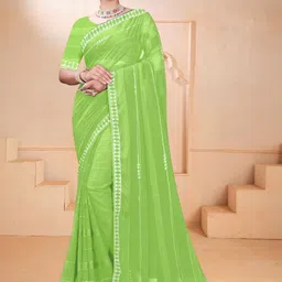 DESI RIWAAZ Sequinned Pure Georgette Fusion Saree image 5