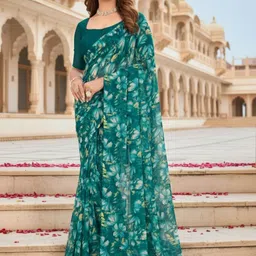 ZAMUNA Floral Pure Chiffon Bandhani Saree-picture-12