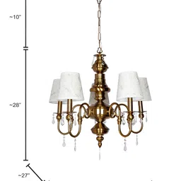 Fos Lighting Gold-Toned Printed 5-Light Chandelier Aluminium Ceiling Lamp image 5