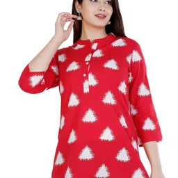 NNAVDHA Print Mandarin Collar Cotton Top image 2