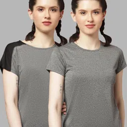 Friskers Women Pack Of 2 Colourblocked Round Neck T-shirts-image-26