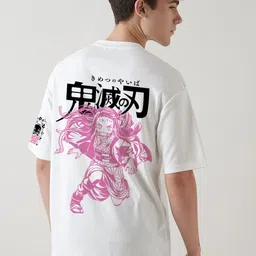 Crazymonk Men Demon Slayer Graphic Printed Round Neck Cotton Oversized T-shirt-picture-10