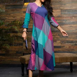 Earthwear Colourblocked Pure Cotton A-Line Dress image 2
