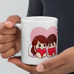 Mr UVD White & Pink Graphic Printed Ceramic Matte Mug 350 ml image 3