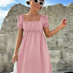 Sugathari Puff Sleeve Georgette A-Line Midi Dress image 4