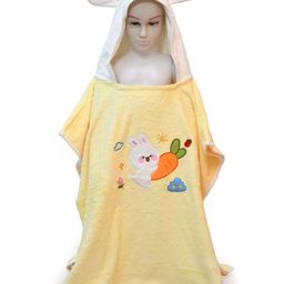 The Little Lookers Kids Yellow & White 2 Pieces Printed Hooded Cotton 350 GSM Bath Towels-picture-34