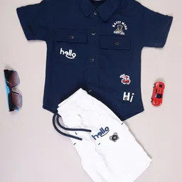 V-Mart Infant Boys Printed Shirt Collar Pure Cotton Shirt With Shorts-image-40