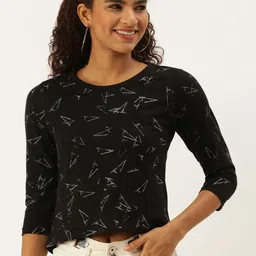 Esplendido Women Printed Monochrome Pockets Slim Fit T-shirt-picture-32