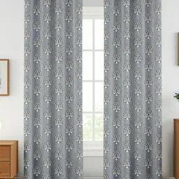 GEET CREATIONS Grey & White Set of 2 Ethnic Motifs Room Darkening Door Curtain-image-67