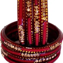 zsp Maroon Glass Artificial Stones Bangle image 1