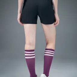 technosport Solid Women Black Sports Shorts image 2