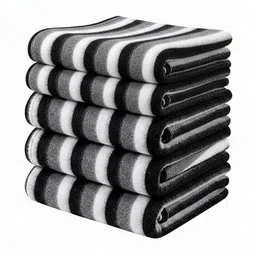 Aura White & Black Set of 5 Striped Fleece Mild Winter 120 GSM Blanket-picture-13
