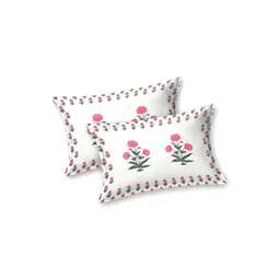 Myntra Elegant Homes Pink & White Ethnic Motifs 210 TC Breathable Cotton King Bedsheet Set image 2