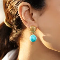 Rubans 18K Gold Plated Artificial Beaded Spherical Drop Earrings image 5