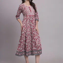 aayusika Embroidered Fit & Flared Midi Dress image 5